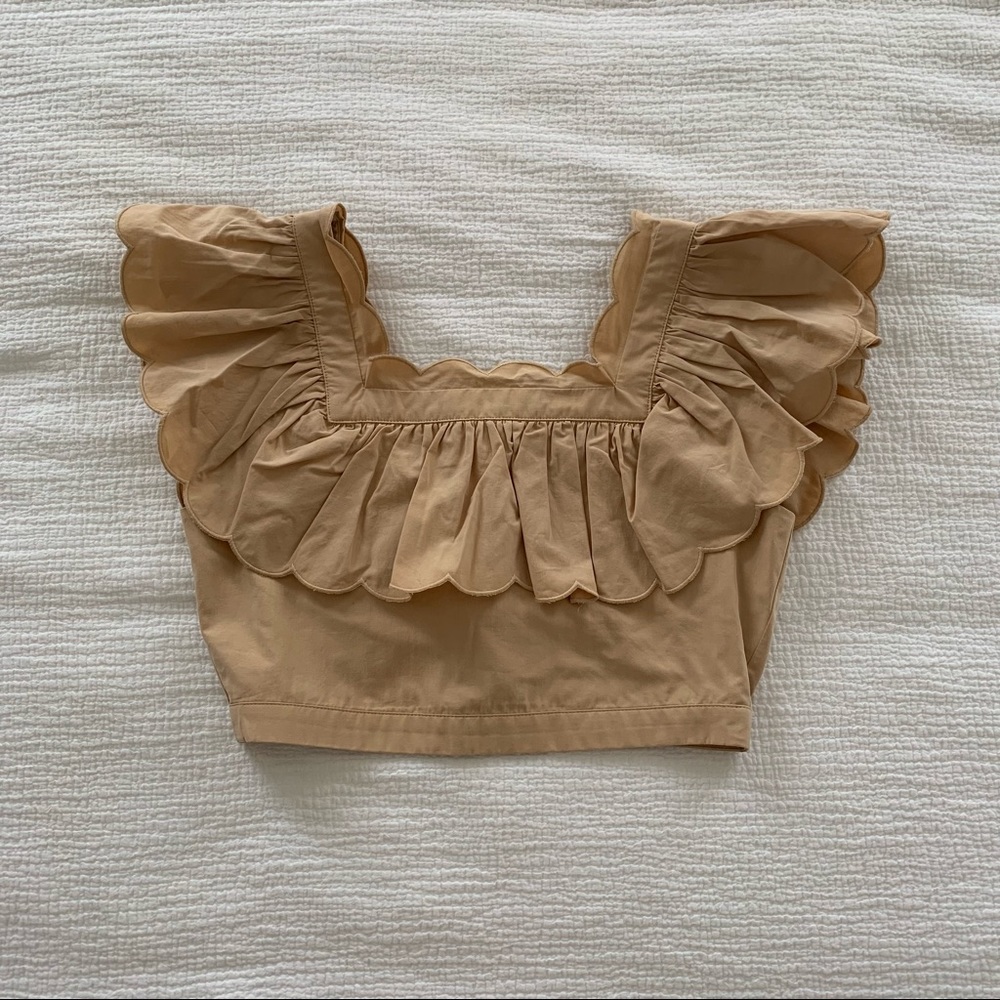 Hunter Bell Kate Ruffle Top Beige Sz 2 - Picture 2 of 7